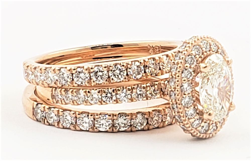 Oval Shape Bridal Set with Double Halo